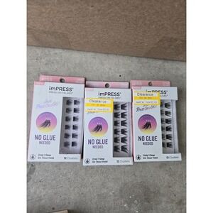 Lot Of 3 KISS imPRESS Press On Falsies Lavish Volume 12 Cluster Lashes